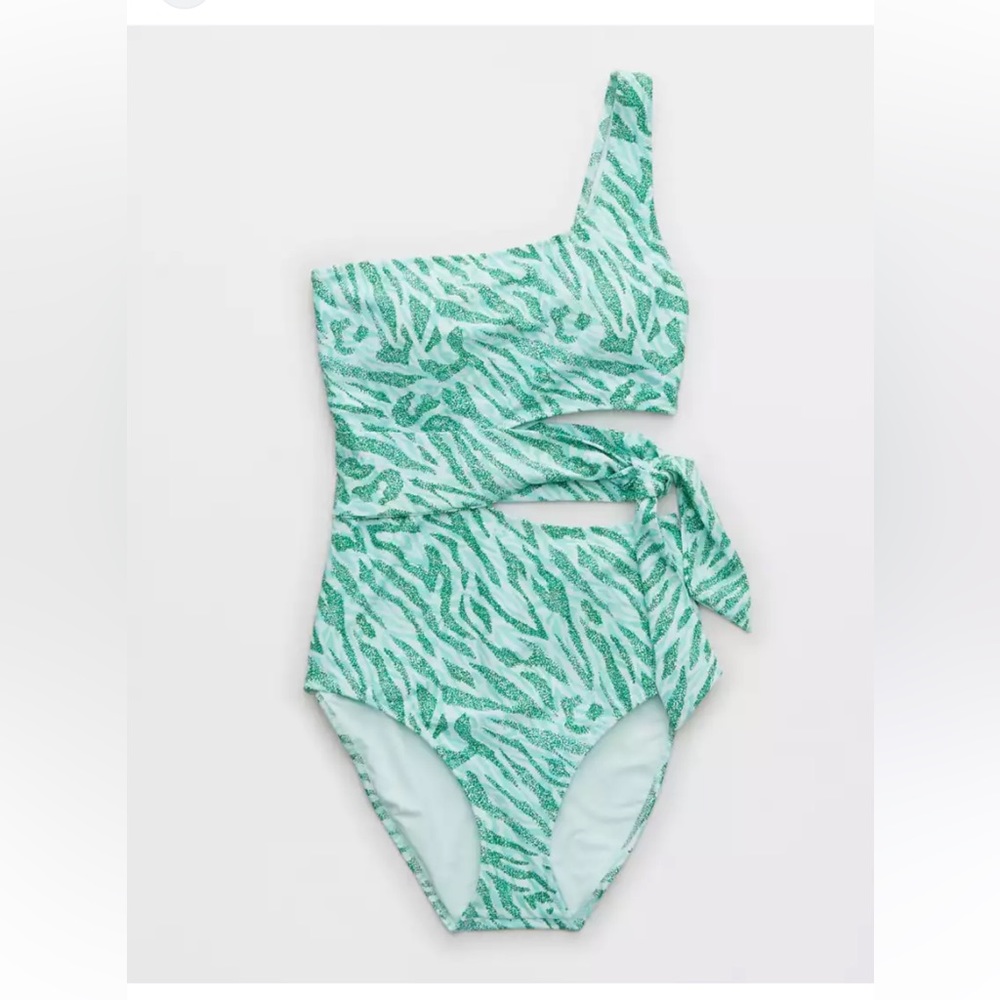 Aerie Cut Out Tie Asymmetrical One Piece Swimsuit size XL NWOT